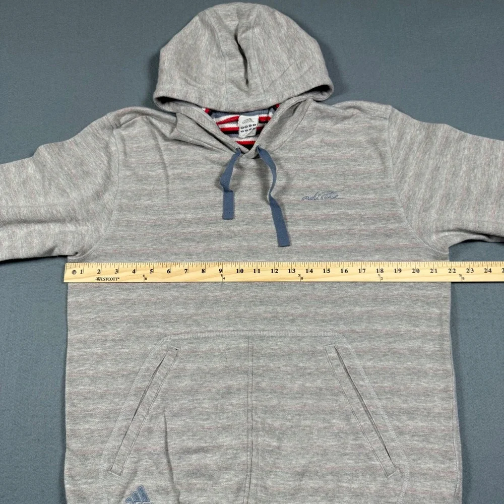 Adidas Adipure Hoodie Mens Large Gray Striped Pullover Sweatshirt Cotton Blend